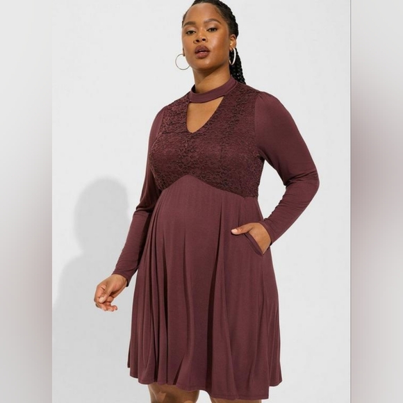 Mock Neck Skater Dress - Picture 1 of 4